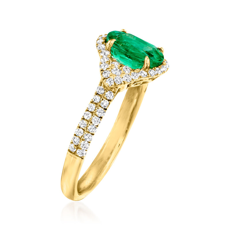 1.30 Carat Emerald and .40 ct. t.w. Diamond Ring in 14kt Yellow Gold image number 2