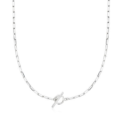 2.5mm Sterling Silver Paper Clip Link Toggle Necklace
