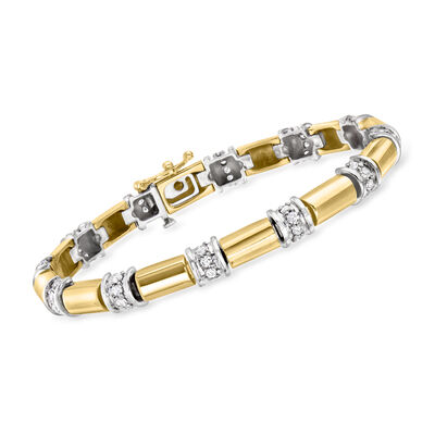 C. 1990 Vintage 1.60 ct. t.w. Diamond Station Bracelet in 14kt Two-Tone Gold