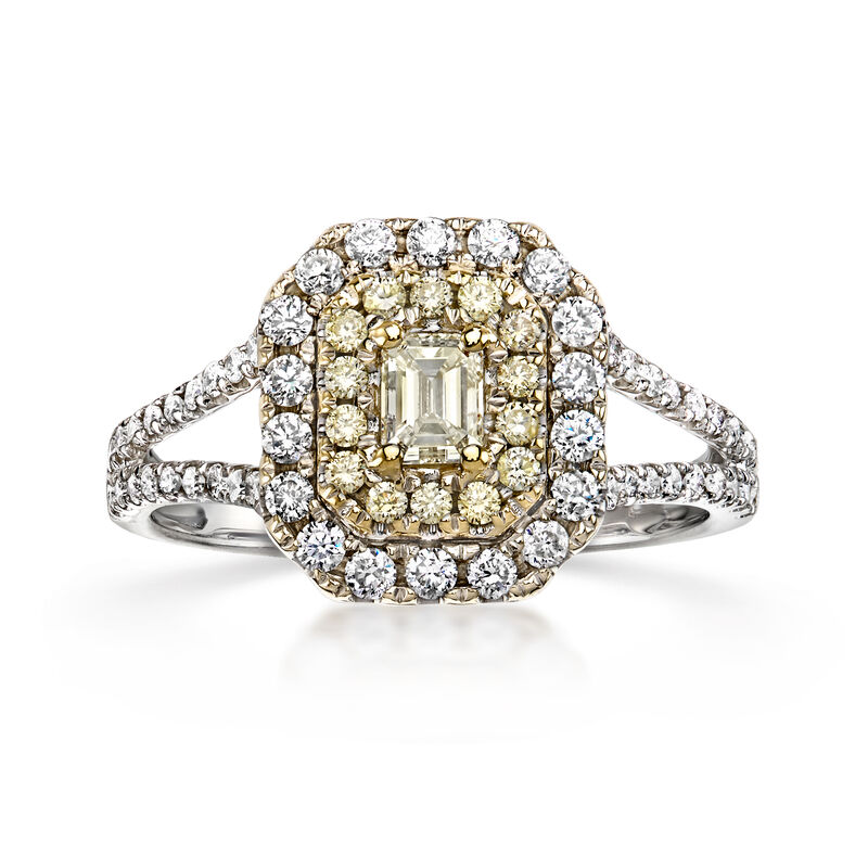 C. 2000 Vintage 1.05 ct. t.w. Yellow and White Diamond Ring in 14kt White Gold. Size 7 image number 0