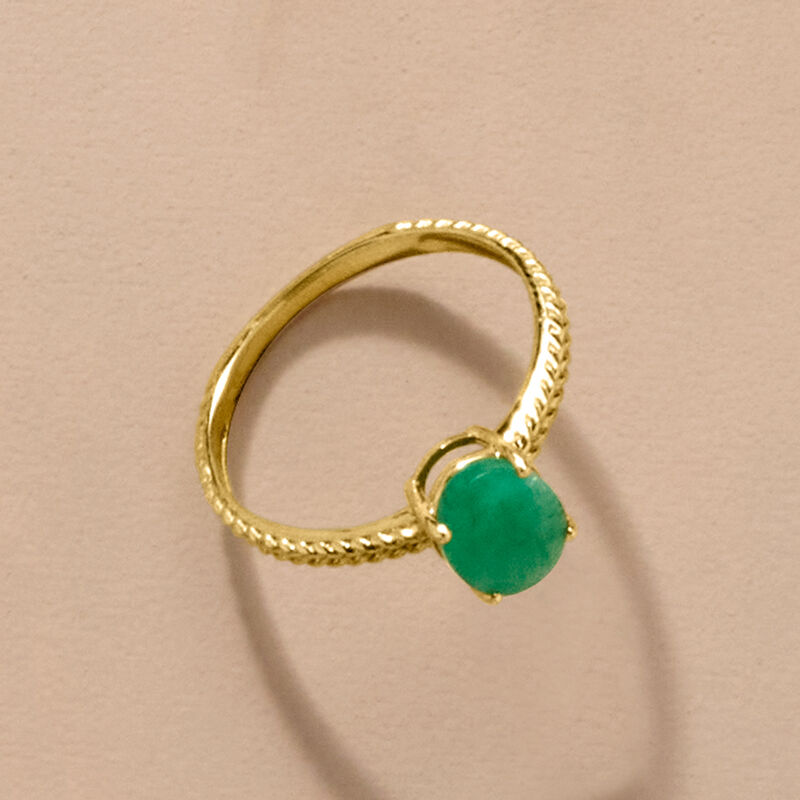 1.00 Carat Emerald Twisted Ring in 10kt Yellow Gold image number 3