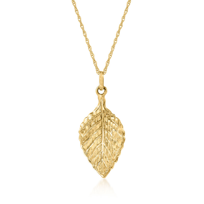 14kt Yellow Gold Leaf Pendant Necklace image number 0