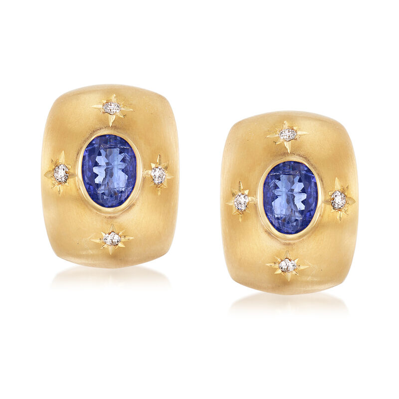 Mazza 4.00 ct. t.w. Tanzanite and .24 ct. t.w. Diamond Earrings in 14kt Yellow Gold image number 0