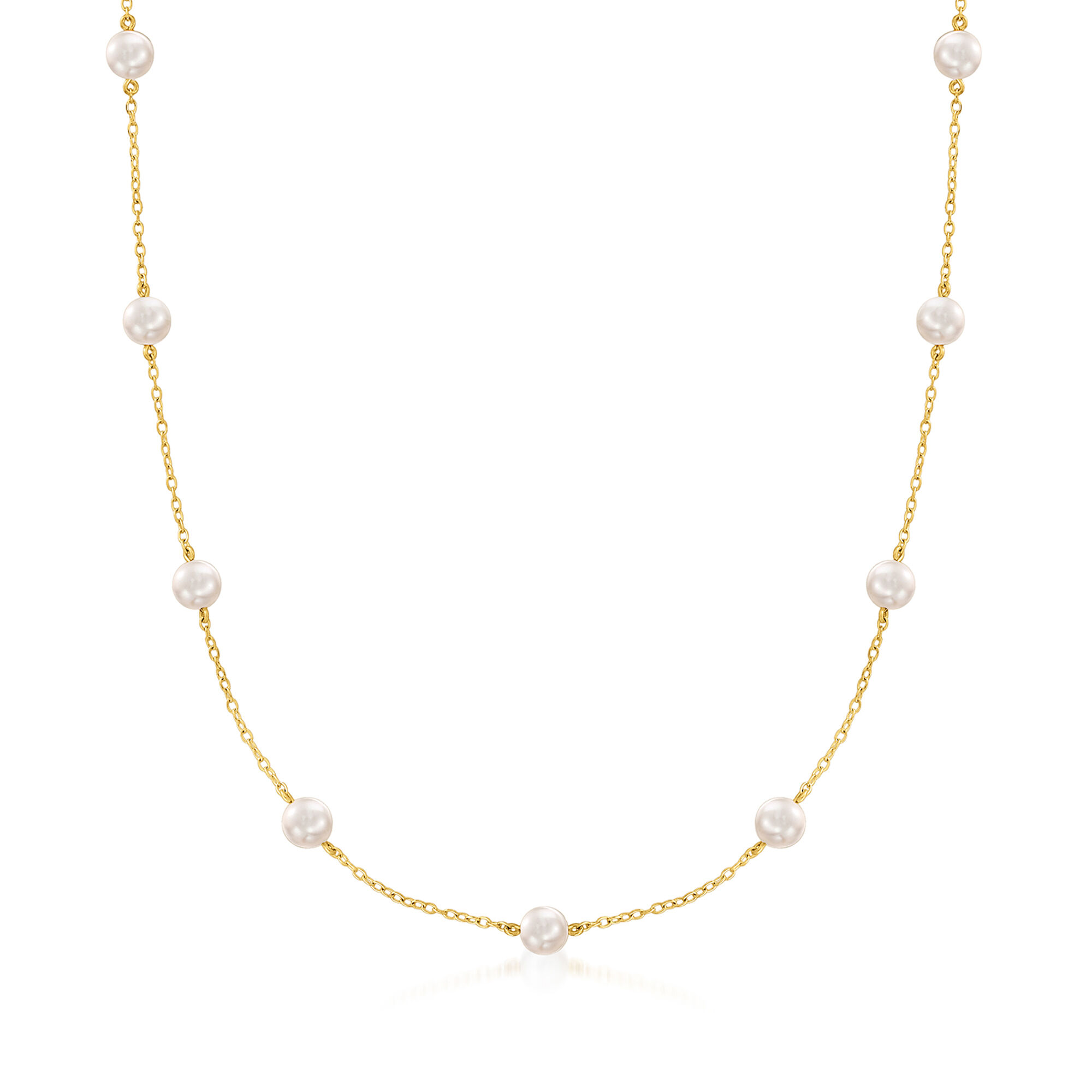 Mikimoto 5.5mm A+ Akoya Pearl Station Necklace in 18kt Yellow Gold