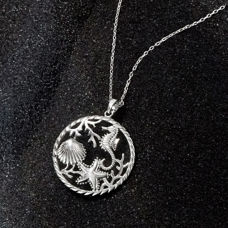 Sterling Silver Sea Life Pendant Necklace. 18&quot; image number 5