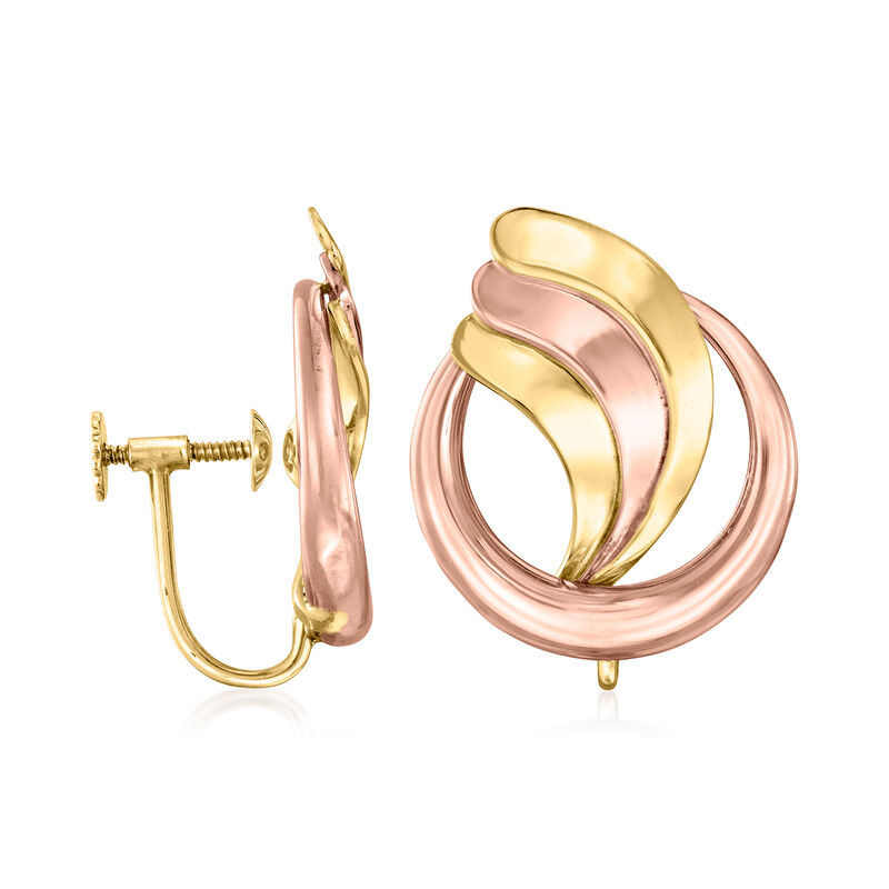 C. 1940 Vintage 14kt Two-Tone Gold Swirl Earrings image number 2
