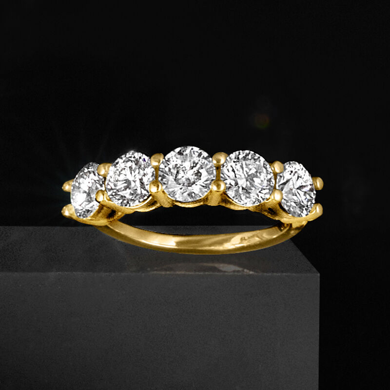 3.00 ct. t.w. Lab-Grown Diamond Five-Stone Ring in 14kt Yellow Gold image number 4