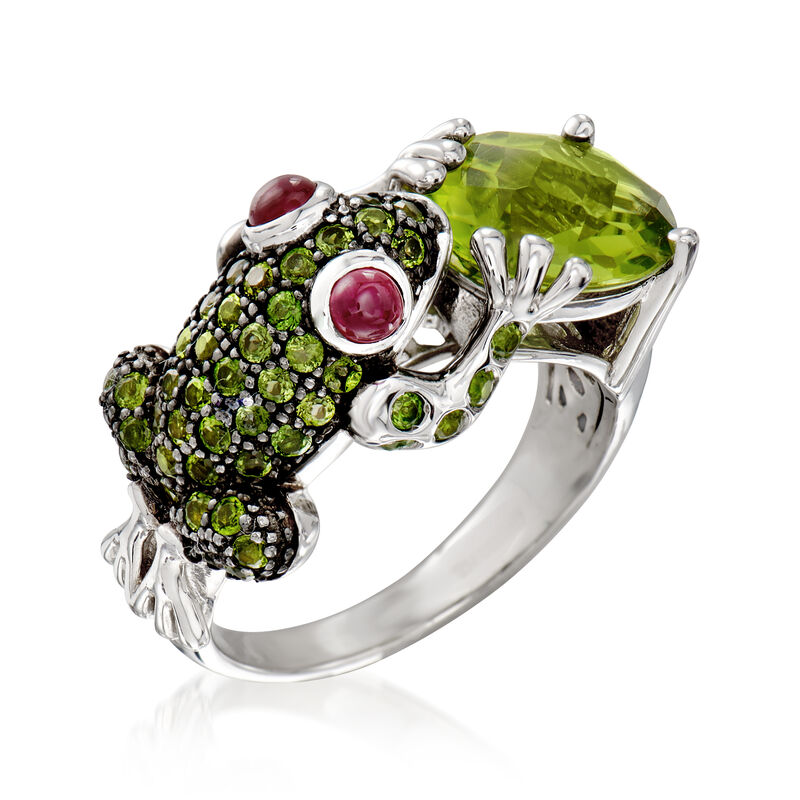 4.60 ct. t.w. Multi-Gemstone Frog Ring in Sterling Silver image number 4
