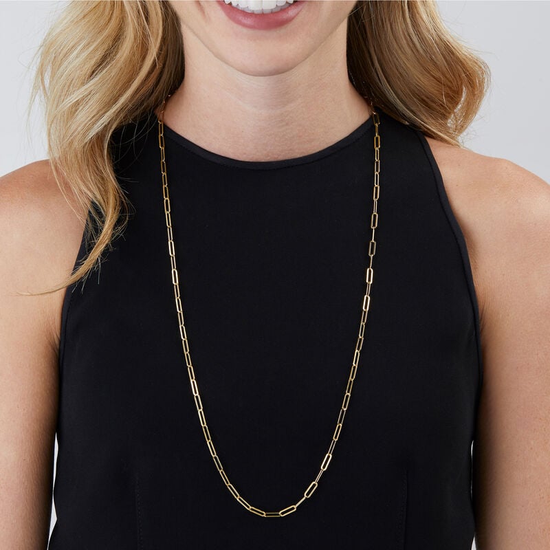 2-In-1 Italian 18kt Gold Over Sterling Paper Clip Link Necklace and Eyeglass Chain. 30&quot; image number 1