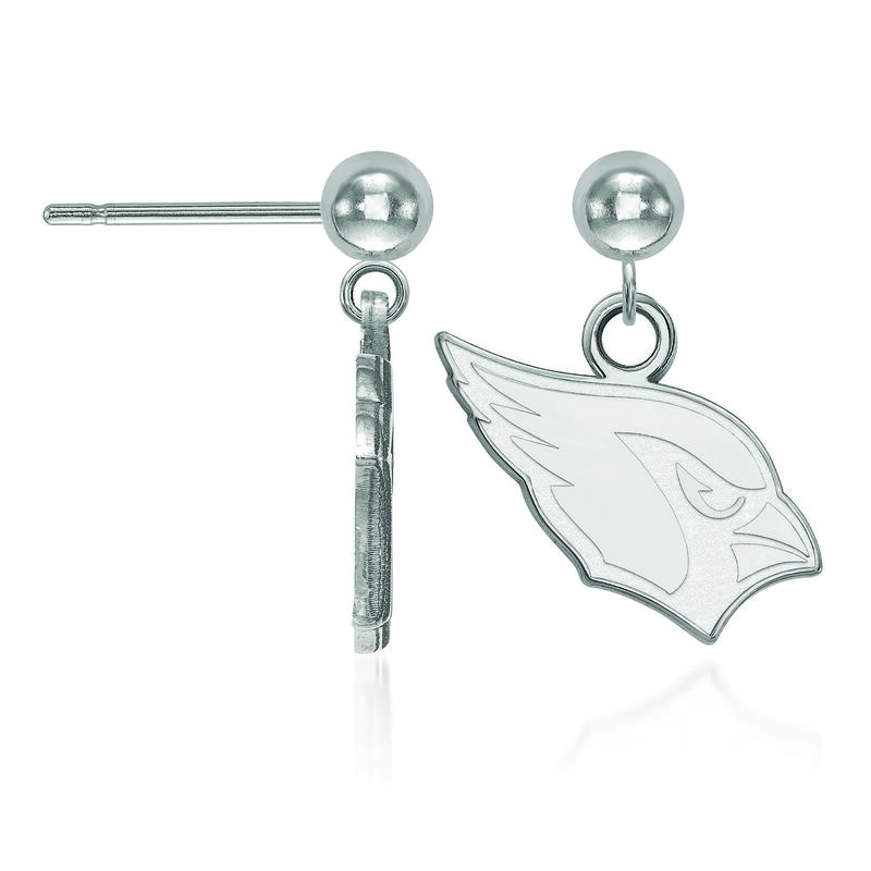 14kt White Gold NFL Arizona Cardinals Dangle Ball Stud Earrings image number 1