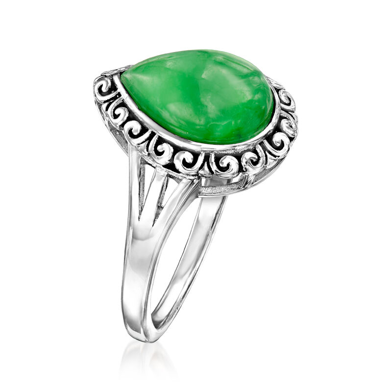 Jade Filigree Ring in Sterling Silver image number 2