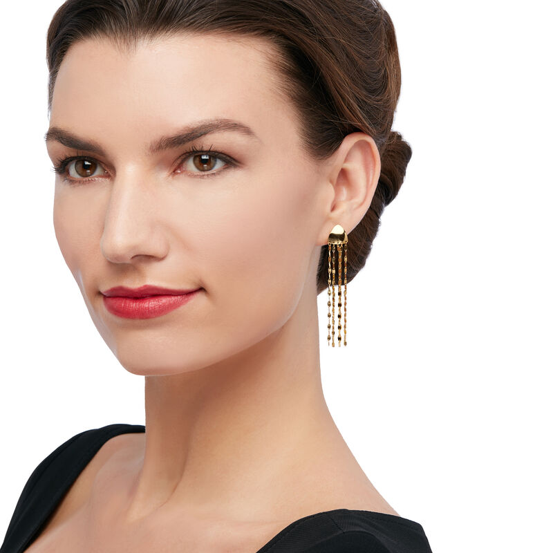 Italian 14kt Yellow Gold Multi-Strand Drop Earrings image number 1