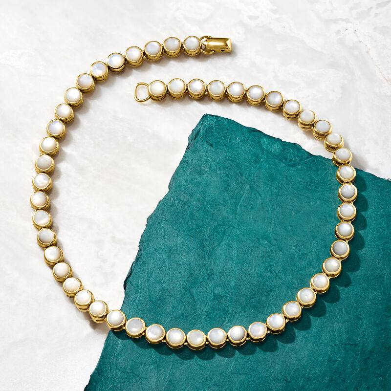 Bezel-Set Mother-of-Pearl Necklace in 18kt Gold Over Sterling image number 2