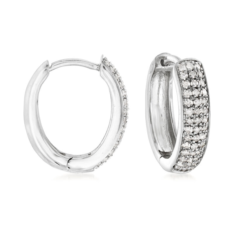 .25 ct. t.w. Diamond Hoop Earrings in Sterling Silver. 1/2&quot; image number 0