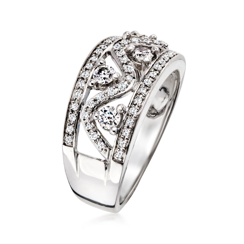 C. 1990 Vintage .62 ct. t.w. Diamond Openwork Ring in 14kt White Gold. Size 7 image number 2
