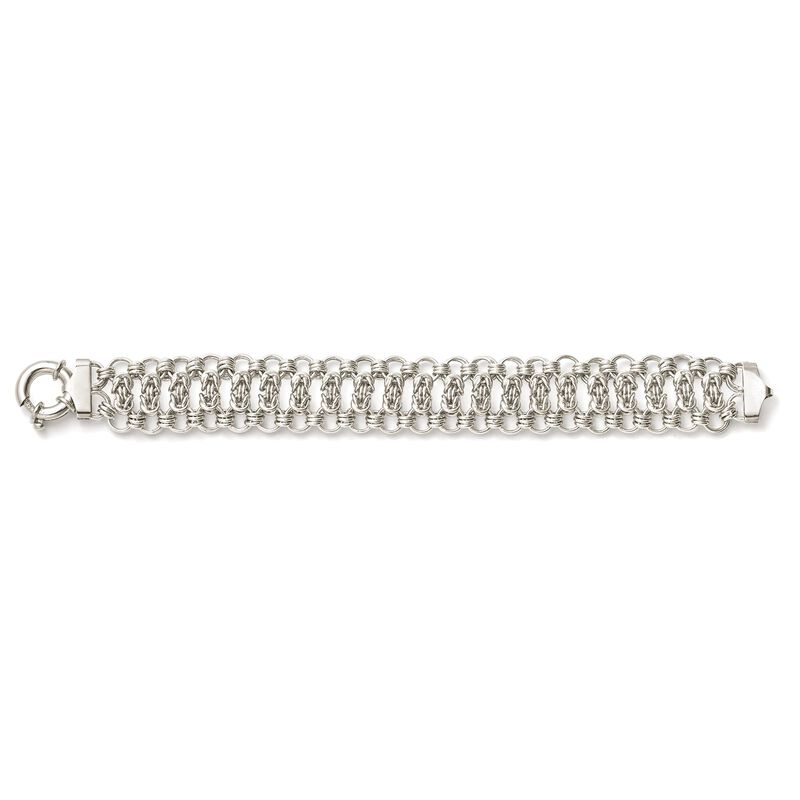 Italian Sterling Silver Byzantine and Circle-Link Bracelet image number 2