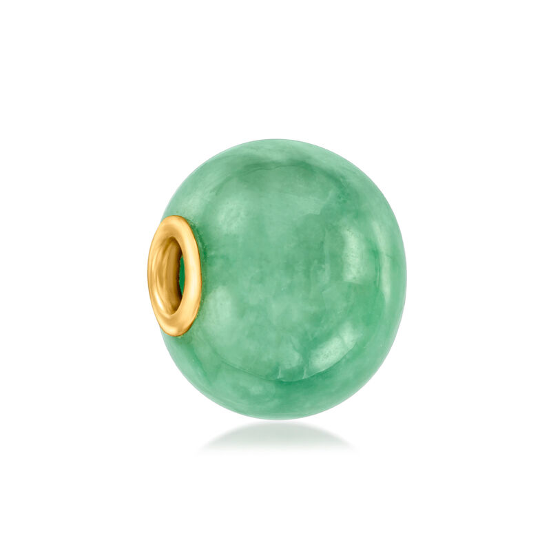 16mm Jade Bead Pendant in 14kt Yellow Gold  image number 2