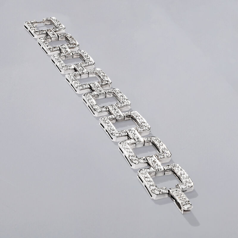 C. 1970 Vintage 9.00 ct. t.w. Diamond Link Bracelet in 14kt White Gold. 7.25&quot; image number 2