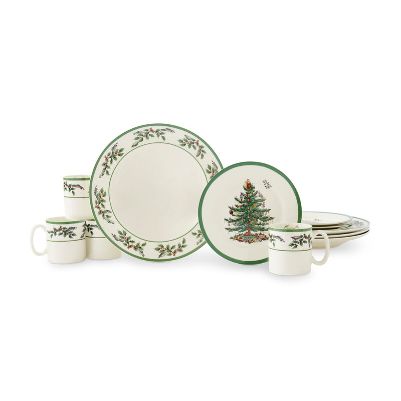 Spode "Christmas Tree Holly" 12-pc. Service for 4 Earthenware Dinnerware Set image number 0