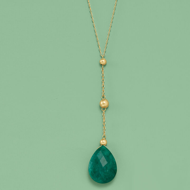 10.00 Carat Emerald Y-Necklace in 14kt Yellow Gold image number 2