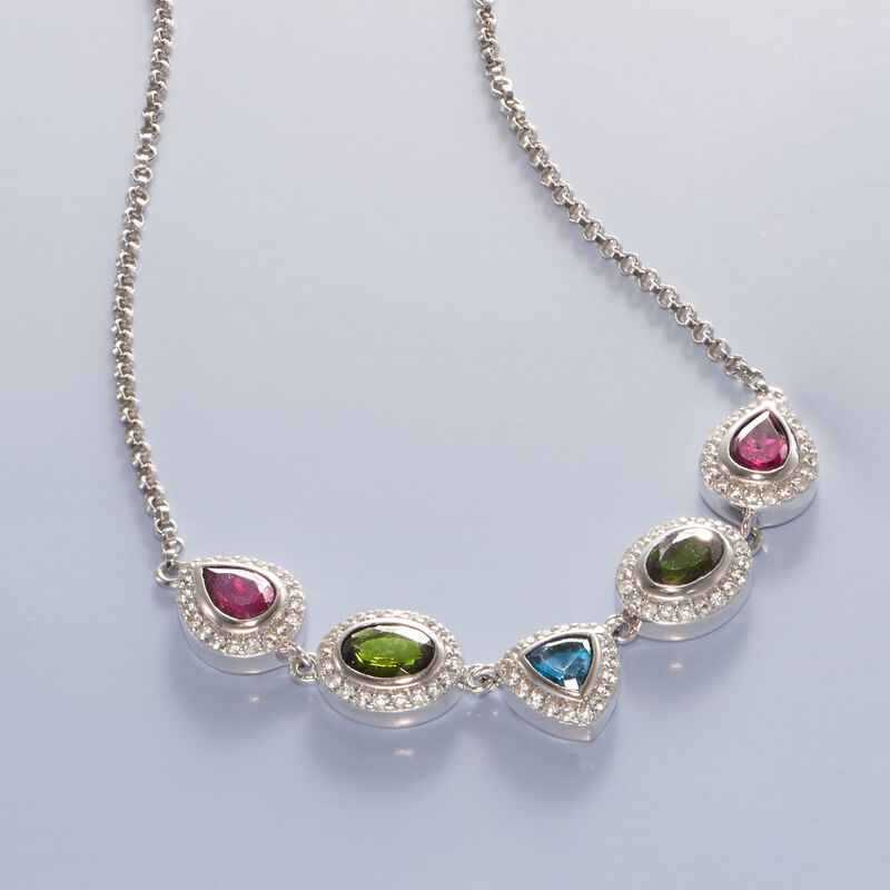 5.00 ct. t.w. Multi-Stone Necklace in Sterling Silver image number 2