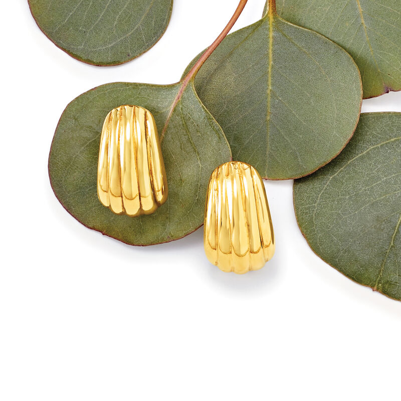 Italian 18kt Yellow Gold Grooved Earrings image number 4