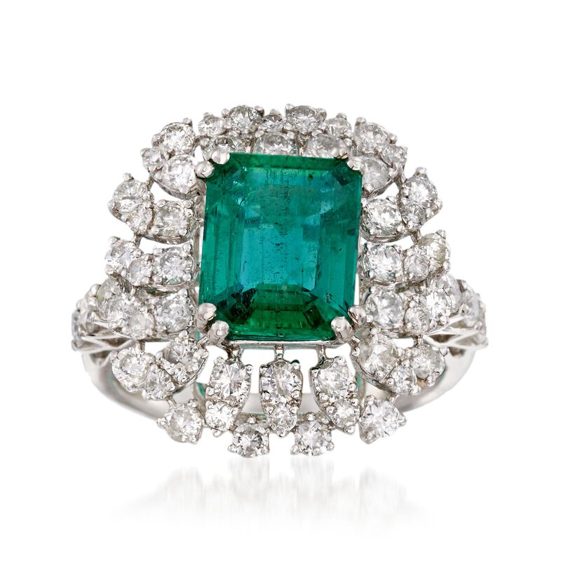 2.75 Carat Emerald and 1.78 ct. t.w. Diamond Ring in 18kt White Gold image number 0