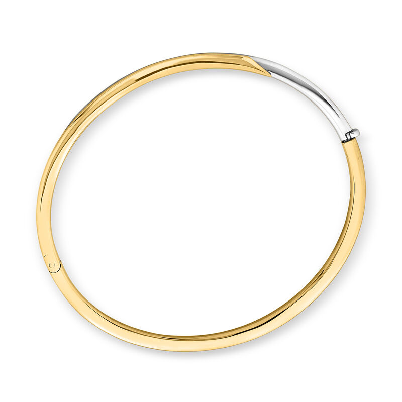 Italian 14kt Two-Tone Gold Bypass Bangle Bracelet. 7" image number 1