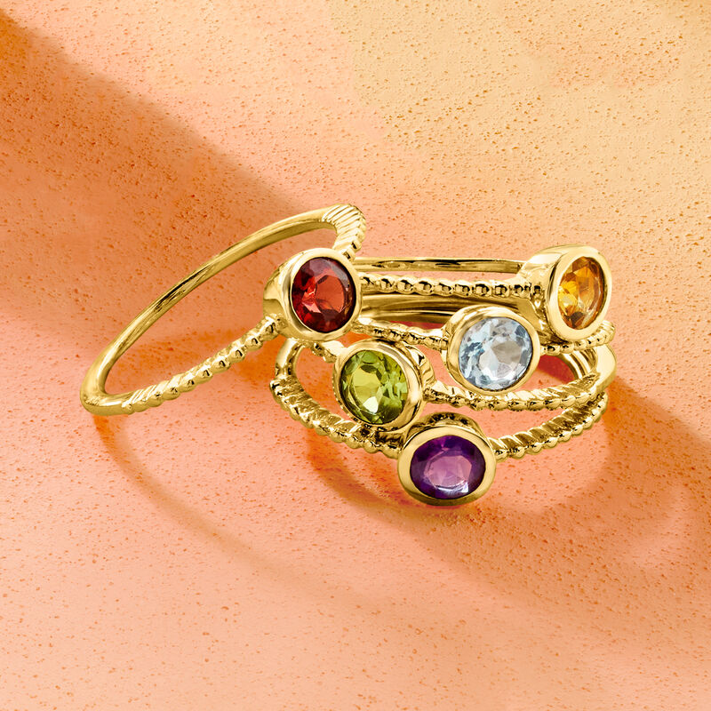 1.60 ct. t.w. Multi-Gemstone Jewelry Set: Five Rings in 18kt Gold Over Sterling image number 7