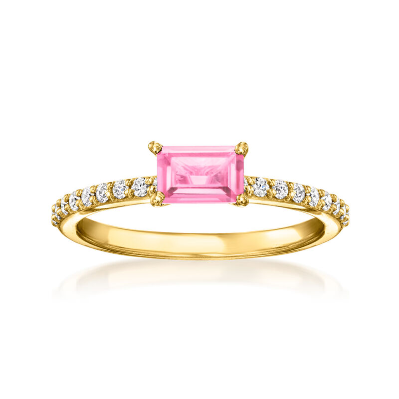 .70 Carat Lab-Grown Pink Sapphire Ring with .20 ct. t.w. Lab-Grown Diamonds in 18kt Gold Vermeil image number 0