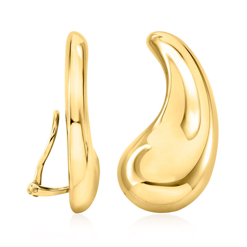 C. 1980 Vintage Tiffany Jewelry "Elsa Peretti" 18kt Yellow Gold Clip-On Teardrop Earrings image number 2