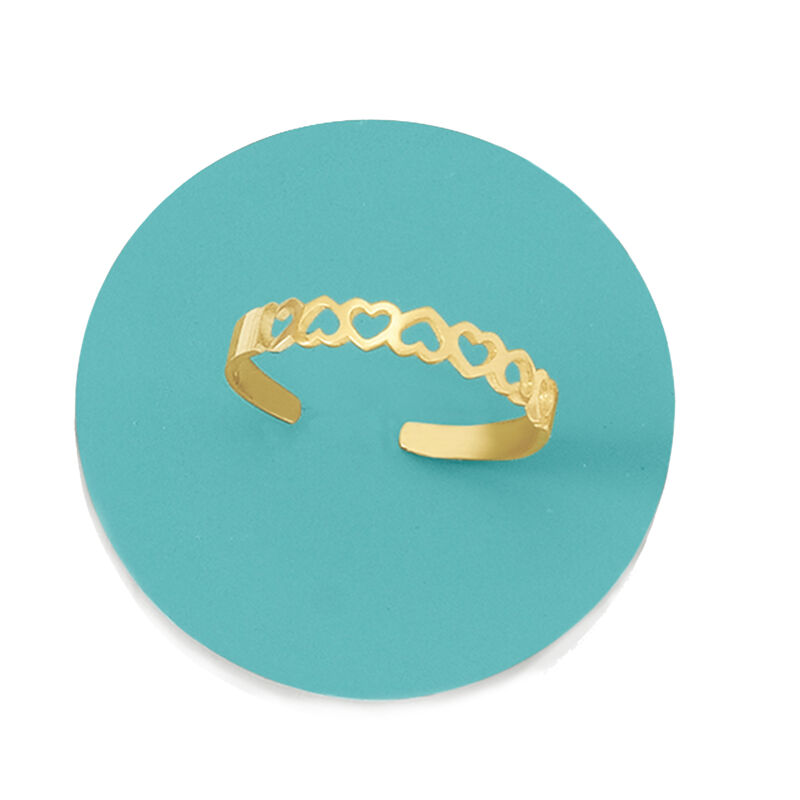 14kt Yellow Gold Openwork Hearts Toe Ring image number 1
