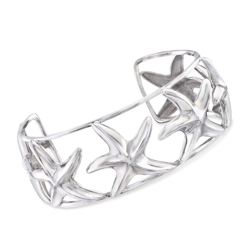 Sterling Silver Starfish Cuff Bracelet. 8&quot; image number 0