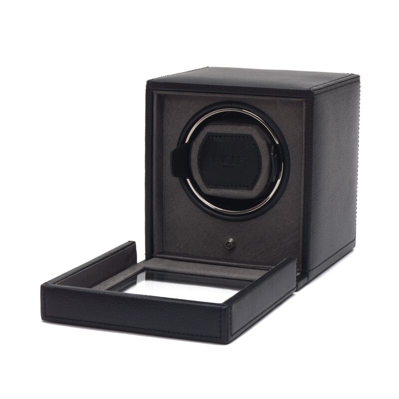 WOLF &quot;Cub Winder&quot; Black Single Watch Winder with Cover image number 1