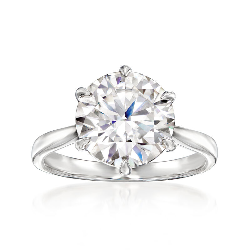 4.00 Carat Moissanite Solitaire Ring in Sterling Silver image number 0