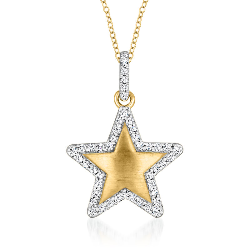 .25 ct. t.w. Diamond Star Pendant Necklace in 18kt Gold Over Sterling. 16" image number 1