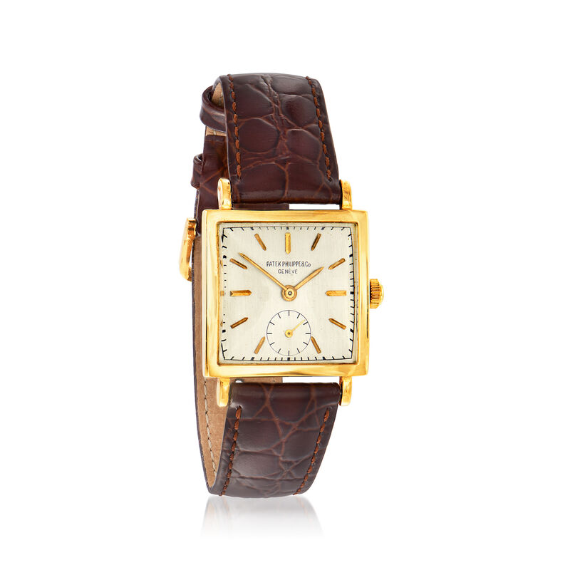 C. 1930 Vintage Patek Philippe Women's 27mm Watch in 18kt Yellow Gold with Brown Leather image number 0