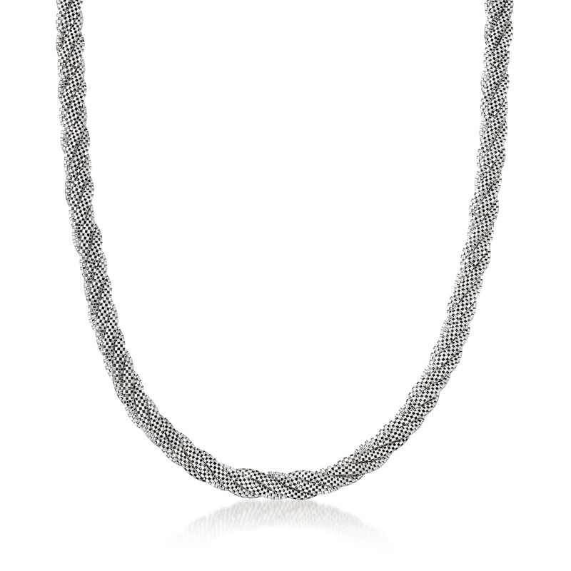 Italian Sterling Silver Multi-Strand Popcorn-Chain Necklace image number 0