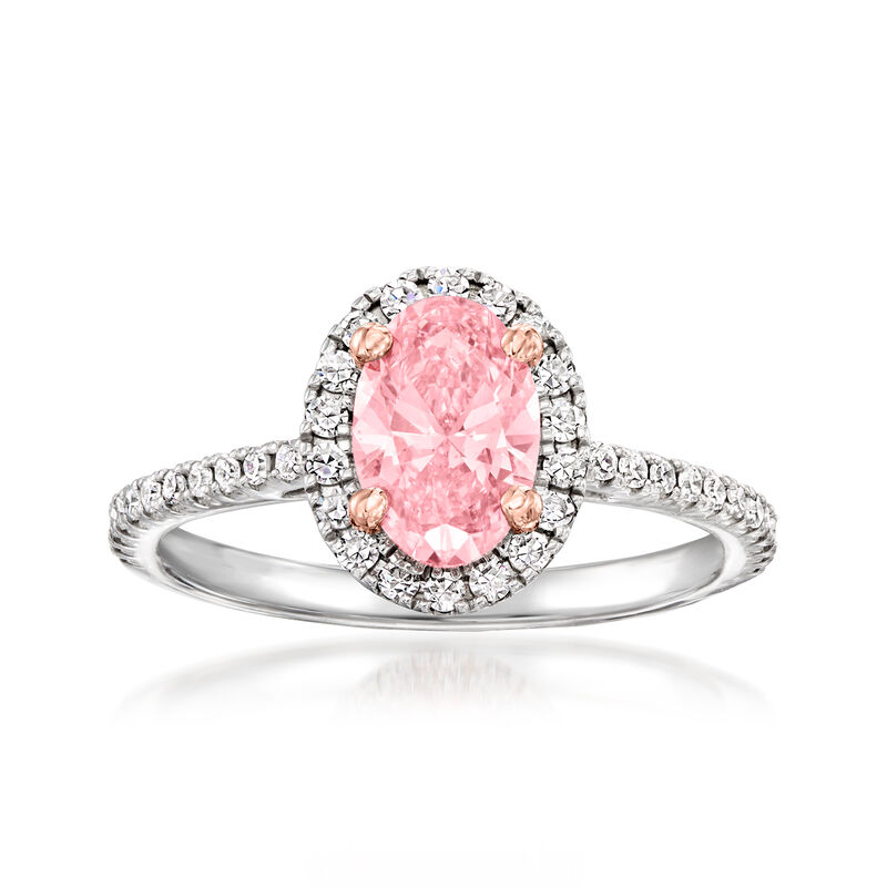 1.35 ct. t.w. Pink and White Lab-Grown Diamond Ring in 14kt White Gold. Size 6 image number 0