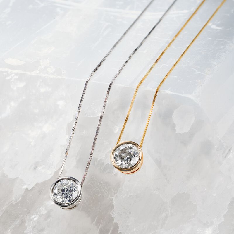 .75 Carat Bezel-Set Diamond Solitaire Necklace in 14kt White Gold image number 4