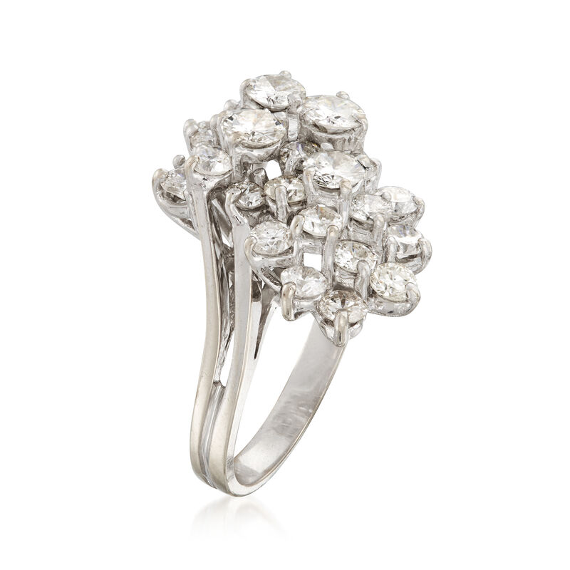 C. 1980 Vintage 4.00 ct. t.w. Diamond Cluster Ring in 14kt White Gold. Size 7 image number 2