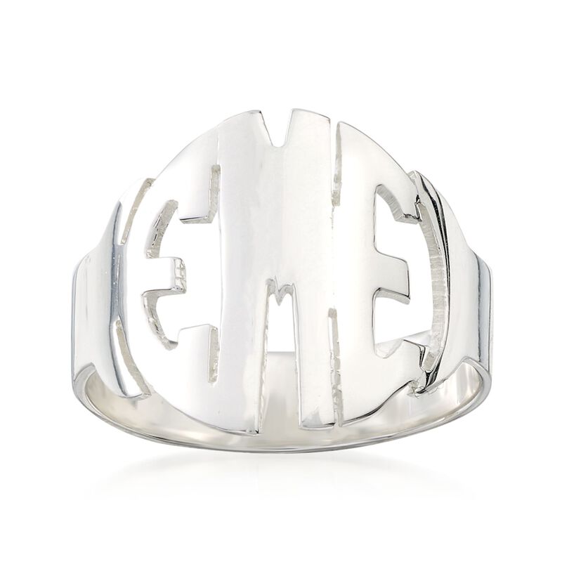 Sterling Silver Personalized Circular Monogram Ring image number 0