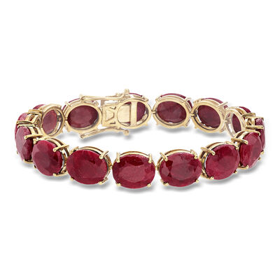 75.00 ct. t.w. Ruby Bracelet in 18kt Gold Over Sterling