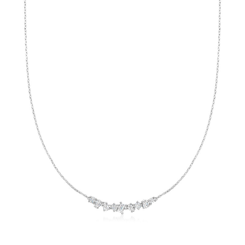 .70 ct. t.w. Multi-Shaped CZ Necklace in Sterling Silver. 18" image number 1