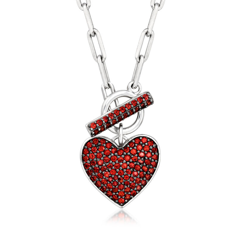 1.80 ct. t.w. Garnet Heart Toggle Necklace in Sterling Silver image number 0