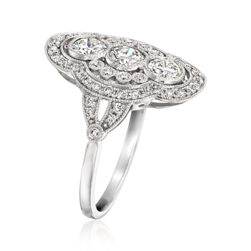 C. 2023 Vintage 1.12 ct. t.w. Diamond Cluster Ring in Platinum. Size 6.5 image number 2