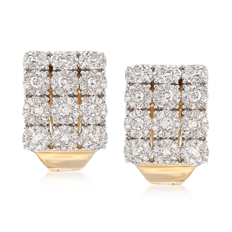2.00 ct. t.w. Diamond Three-Row Hoop Earrings in 14kt Yellow Gold. 5/8&quot; image number 0