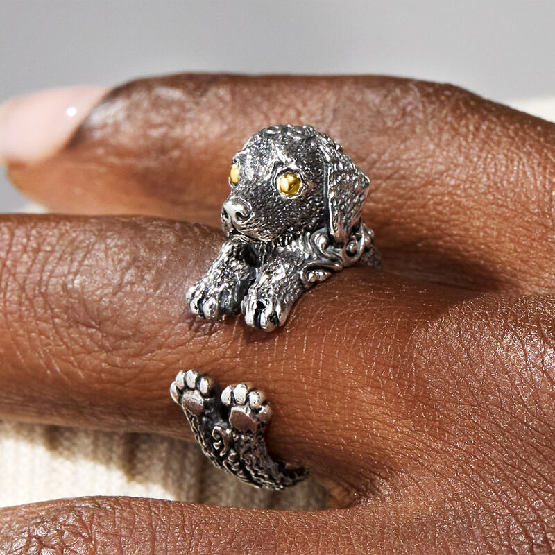 Sterling Silver Bali-Style Dog Wrap Ring with 18kt Yellow Gold image number 4