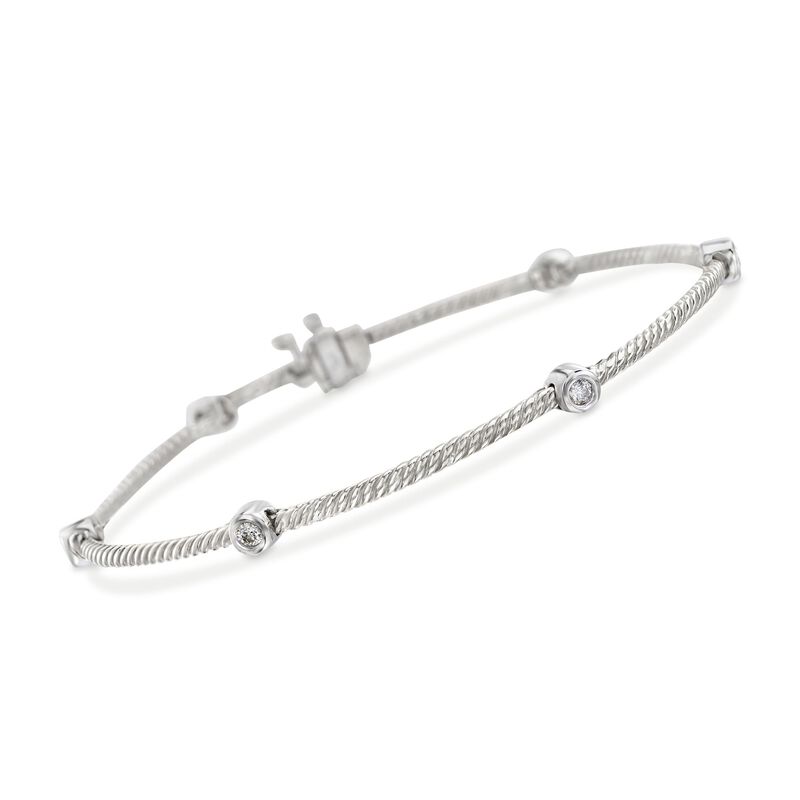 .33 ct. t.w. Diamond Cabled Station Bracelet in 14kt White Gold. 7&quot; image number 0