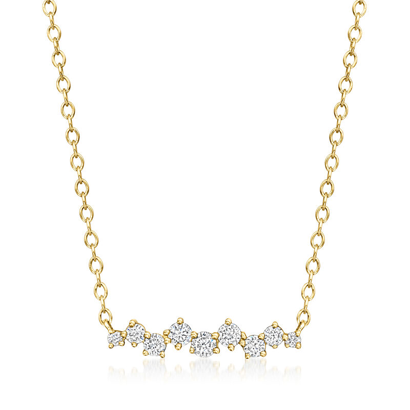 .25 ct. t.w. Lab-Grown Diamond Zigzag Necklace in 14kt Yellow Gold. 16"